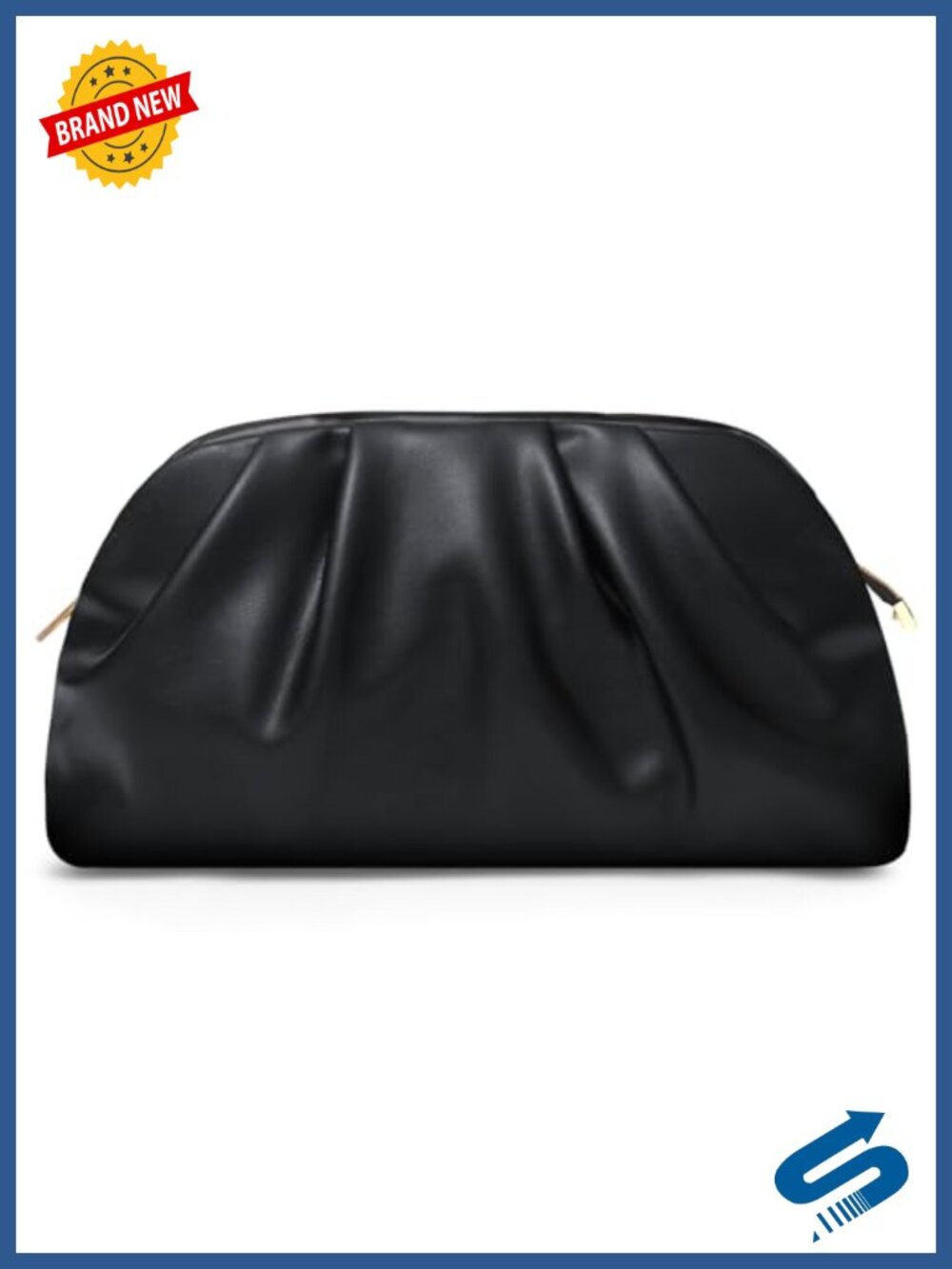 Soft Pleated PU Faux Leather Clutch Evening Bag Wedding